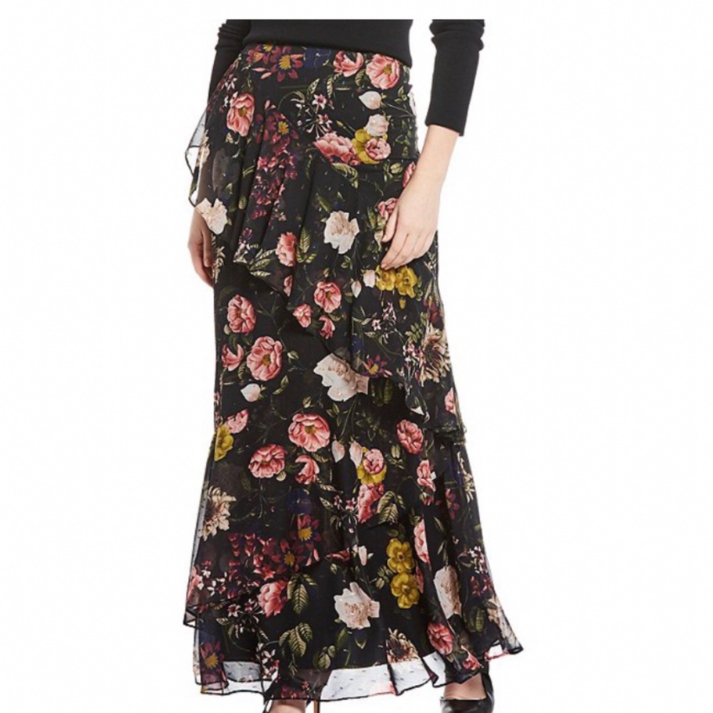 COPY - Eliza Floral Print Tier Ruffle Chiffon Maxi Skirt